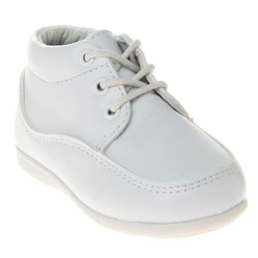 Imagem de Josmo Sapatos para bebês meninos e meninas primeiro caminhada botas clássicas couro macio formal berço sapatos tamanho infantil - criança pequena, Brilho branco, 17
