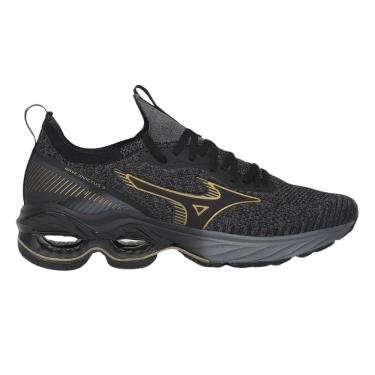 Imagem de Tênis Mizuno Wave Invictus 3 Masculino Preto Dourado