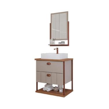 Imagem de Gabinete Armário P/ Banheiro Capuccino E Freijó Uni 60cm - Mgm Móveis