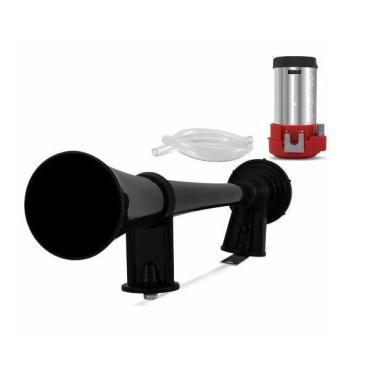 Imagem de Buzina Maritima Preta Corneta Automovel Com Compressor De Ar