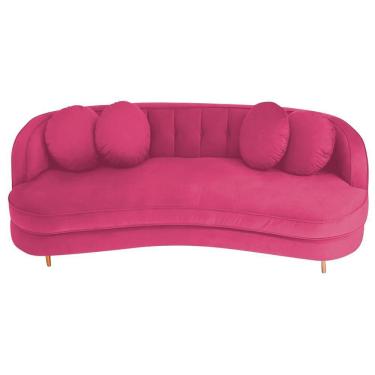 Imagem de Sofá Curvo 3 Lugares Orgânico Sala Recepção Luxo Panamá 200cm Suede Pink