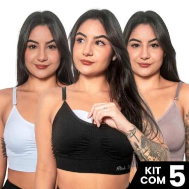 Imagem de Kit 5 Sutiãs Top Confort Com Bojo Removível Ajuste Perfeito Para Ativi