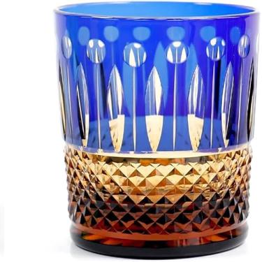 Imagem de Copo De Beber Edo Kiriko Copo De Uísque De Cristal Antiquado Para Vodka Bourbon Design De Corte à Mão Copo De Coquetel Com Caixa De Presente 9oz, Black,blue