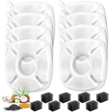 Imagem de 16 filtros de substituição para fonte de água para gatos, pacote com 8 filtros de 8 esponjas pré-esponjas adequadas para bebedouros automáticos de 1,899 g, 2,693 g, 3,827 g