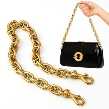 Imagem de AIERSA Corrente de ouro para bolsa, correntes de bolsa de 45 cm para bolsas, corrente de bolsa grossa, alça de bolsa de corrente de ouro, corrente de bolsa de ouro antigo para acessórios de corrente