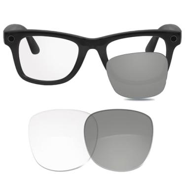 Imagem de Glintbay Lentes de óculos de sol de substituição 100% precisas para Ray-Ban Meta Wayfarer RW4008 53 mm - fotocromáticas transparentes não polarizadas
