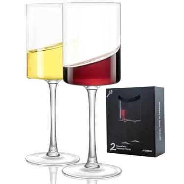 Imagem de MICHLEY Conjunto de taças de vinho quadradas de cristal de 59 a 450 ml, copos de vidro de haste longa, vermelho/branco, presentes perfeitos para mulheres, casamentos, decorações de aniversário
