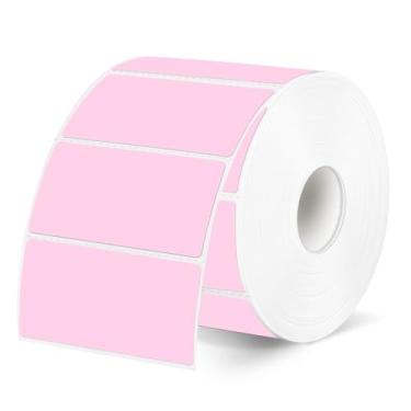 Imagem de Etiquetas térmicas de 5 x 2,5 cm, adesivos de impressora térmica rosa, adesivos autoadesivos à prova d'água para impressora de código de barras, nome, endereço, 300 etiquetas/rolo