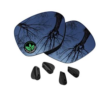 Imagem de Raydi Lentes de reposição de policarbonato e protetores de nariz para óculos de sol Oakley Proxy OO9312 - Espelhado cromado preto - Polarizado