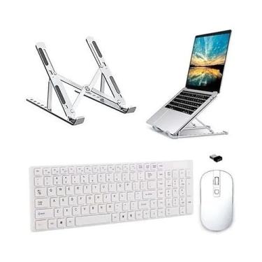 Imagem de BDNET, Teclado Mouse Wireless E Suporte Branco Para Notebook