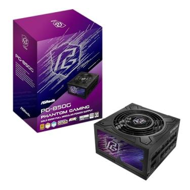 Imagem de ASRock Fonte De Alimentação Phantom Gaming Pg-850G De 850 W Com Padrão Trançado Individual, Capacitor Japonês Totalmente Modular, 80 Plus Gold, Cybenetics Platinum Atx3.1 Pcie5.1, Cabo 12 V-2X6