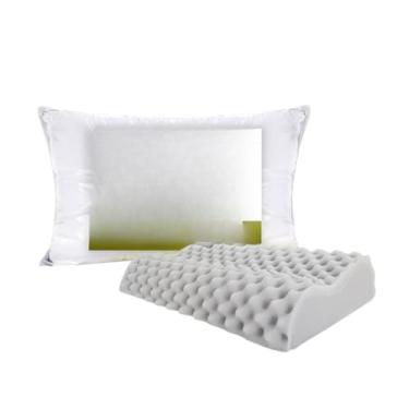 Imagem de Travesseiro Ortopédico Magnetico com Infravermelho Terapêutico Pillow Anatômico Anti Ronco + CAPA IMPERMEÁVEL(1 TRAVESSEIRO CERVICAL)