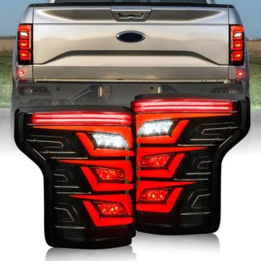 Imagem de Luzes traseiras de LED para Ford F150 2015-2019 XL XLT Lariat King Ranch Platinum Limited Raptor F-150 Lâmpada traseira com animação de seta vermelha (ponto cego não é suportado)