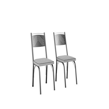 Imagem de Kit com Duas Cadeiras de Cozinha 92cm Preto/ Platina