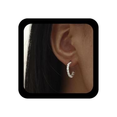 Imagem de YienDoo Brincos de argola de cristal Boho pequenos brincos de argola de strass ouro/prata vintage leve aberto minúsculo círculo redondo brinco de cristal declaração brincos de argola aberta joia para