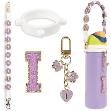 Imagem de Conjunto de pingentes de letras fofas compatível com garrafa de água Owala 680 g, 946 ml, 1,134 g, copo de café Owala Kids, Owala FreeSip – Inclui alça de alça, para acessórios Owala & Stanley Cup