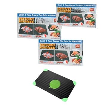 Imagem de Bandeja de descongelamento para carne congelada – Tábua de descongelamento de alumínio plana de 35 x 20 cm com esponja de limpeza – Descongelamento rápido e natural – Superfície antiaderente – sem