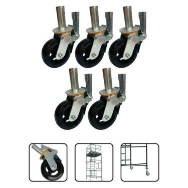 Imagem de Rodizio Andaime Com Dupla Trava De Borracha Giratório - 5pç - LCTE, AN