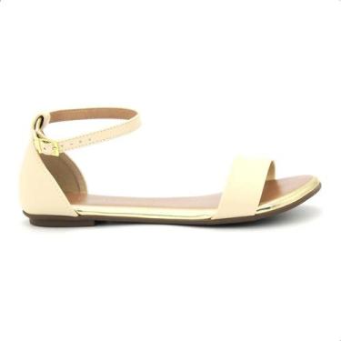 Imagem de Sandália Beira Rio Feminina Rasteirinha Calcanhar Fechado, Creme, 35