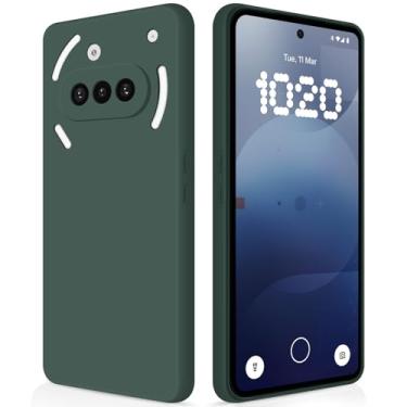 Imagem de GiiYoon Capa para Nothing Phone 3a, capa protetora de corpo inteiro com toque suave e sedoso, case à prova de choque com forro em microfibra - Verde