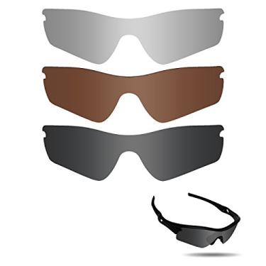 Imagem de Fiskr Lentes polarizadas de substituição para óculos de sol Oakley Radar Path com resistência a impactos, proteção contra raios UV e proteção multifuncional (preto invisível, prata metálica e marrom