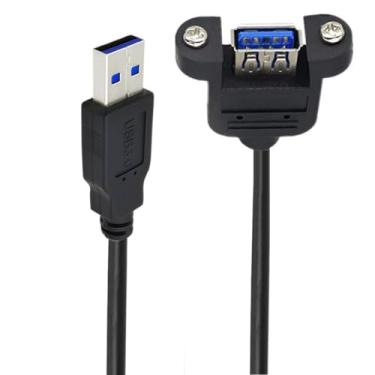 Imagem de Cabo de extensão ChenYang 80 cm USB 3.0 A tipo macho para fêmea com parafusos de montagem no painel