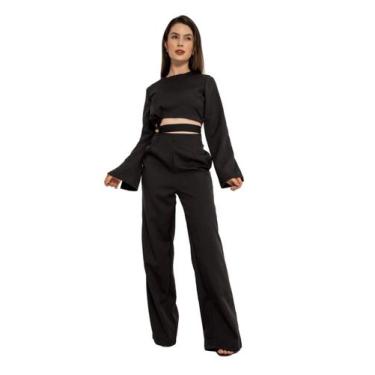 Imagem de Conjunto Social Calça e Croppet de Amarração alfaiataria CON-0043 - HB