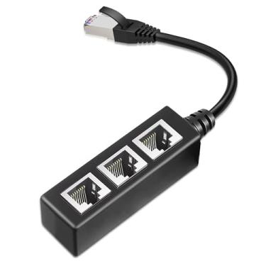 Imagem de Cabo adaptador divisor LAN RJ45 1 macho para 3 fêmeas, adequado para Super Cat5, cabo divisor Ethernet adequado para Super Cat5, Cat5e, Cat6, Cat7 Adaptador conector Ethernet LAN