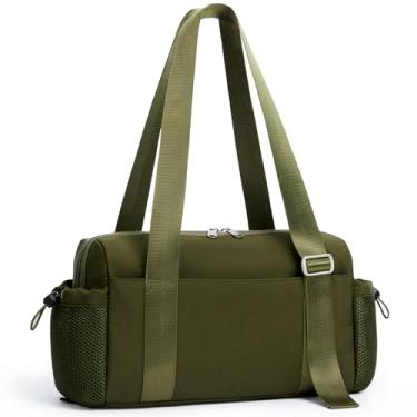 Imagem de WLLWOO Pequena Bolsa de Ginástica Feminina Bolso Molhado Mini Sacola de Yoga Bolsa Leve para Exercícios de Dança, Fins de Semana e Esportes, Verde militar, 12.6 x 4.7 x 7.1 inches, Esportivo