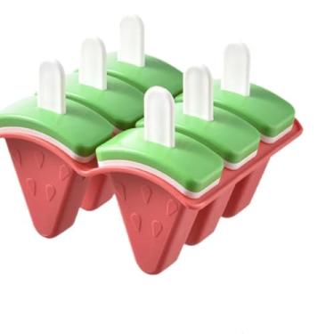 Imagem de 6 Grelhas Moldes De Picolé Em Forma De Melancia Fofos, De IcePop Em Uma Bandeja Com Palitos, Máquinas De Picolé, De Sorvete Caseiros, Máquinas De Sorvete De Silicone (Vermelho)