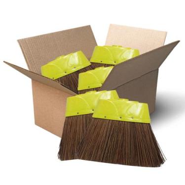 Imagem de Vassoura Piaçava Natural Nº 4 Capa Plástica Cerdas Duras Uso Interno E