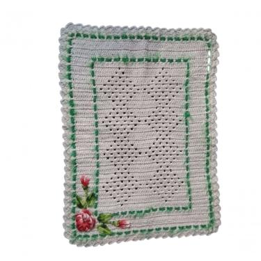 Imagem de Tapete De Crochê Branco Com Flor Artesanal