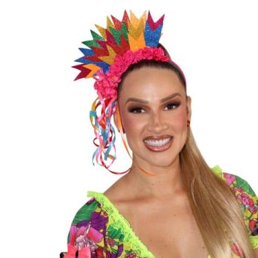 Imagem de Tiara Bandeirinha Festa Junina Arco com Glitter Luxo Caipirinha Arquin