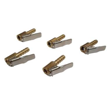 Imagem de Kit 5 Bicos Inflador De Encher Pneus Com Presilha Trava 1/4 - BRAMAIS
