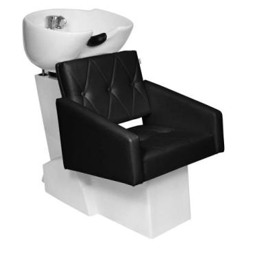 Imagem de Lavatório Diamante Cuba de Porcelana Branca Estofado Preto - Moveis e 