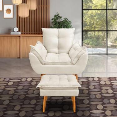 Imagem de kit 1 poltrona Emily +puff descanso para os pés (bege)