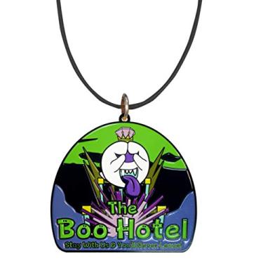 Imagem de The Boo Hotel Spooky Cute Ghost Game Parody - Colar com pingente de metal esmaltado de 49,5 cm com cordão preto