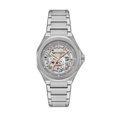 Imagem de Armani Exchange Relógio feminino automático de aço inoxidável (modelo: AX4618), Prata