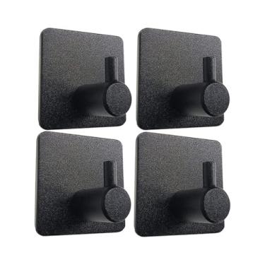 Imagem de Gancho autoadesivo de liga de alumínio para parede, chave, casaco, roupas, porta-bolsas, banheiro, cozinha, ganchos de toalha à prova de ferrugem, preto, 01