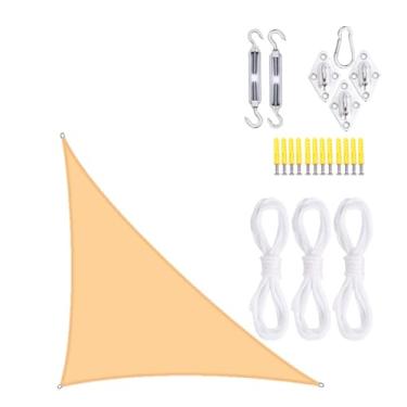 Imagem de TBATM Grande Jardim Sombra Vela Impermeável 5x5x7.1m Toldos,Triângulo Sol Sombra Vela 95% Uv Bloco,Triângulo Sol Toldo com Kit de Fixação,Vela Parasol para Pátio Varanda Piscina Bbq,Light orange