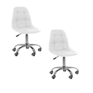 Imagem de Kit 2 Cadeira Office Eiffel Botonê Ajustável Base Giratória Branco - O