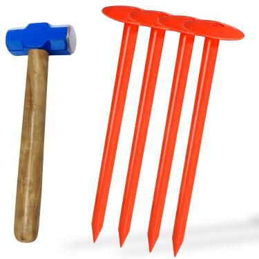 Imagem de FEBTECH - Marcador de tanque séptico - 5,8 cm x 17,78 cm - Marcadores de linha de propriedade adequados para proteger sua fossa séptica e limite de propriedade com marcador de tanque séptico sólido e resistente - Pacote com 4 peças + 1 martelo