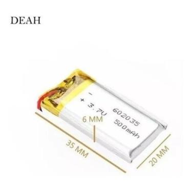 Imagem de Bateria 602035 Com 2 Fios 500mah 6mm X 20mm 35mm - bgb
