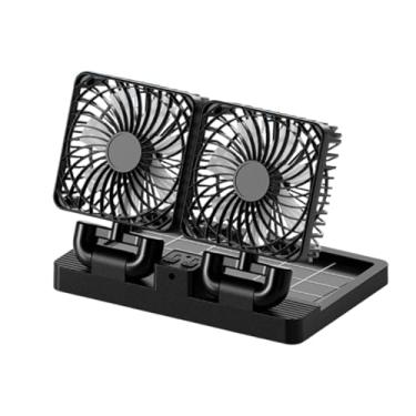 Imagem de Bothyi Ventilador de refrigeração automotivo multifuncional com cabo USB, ventilador elétrico e movido a energia solar para veículos sedan e caminhão, Cabeças Duplas