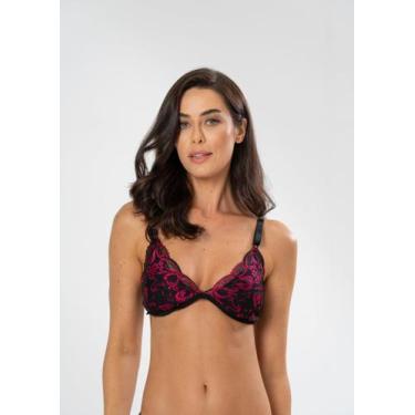 Imagem de Sutiã Sem Bojo e Sem Aro de Renda Bicolor - Gimara, P, Preto