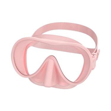 Imagem de Colaxi Máscara de mergulho com snorkel, óculos antiembaçantes, visão ampla, profissional, portátil, com proteção nasal, máscara de natação para mulheres, Rosa