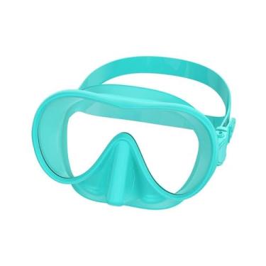Imagem de Colaxi Máscara de mergulho com snorkel, óculos antiembaçantes, visão ampla, profissional, portátil, com proteção nasal, máscara de natação para mulheres, Verde