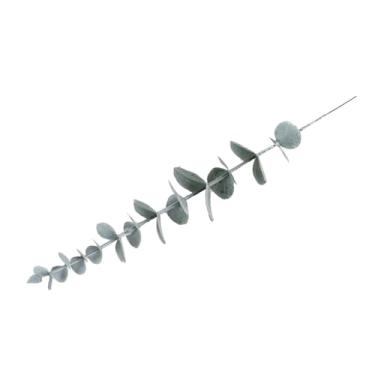 Imagem de Eucalyptus decoração de caule 24 folhas folhas de ferro plástico Faux eucalipto falsa artificial Faux Stem para decoração de casamento em casa para festas em casa (Gelo verde branco)
