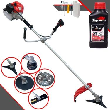 Imagem de Roçadeira Multifunções Anmax CG520P-TB À Gasolina 2 Tempos 52cc 2,2HP 10.000rpm Completa 5 Em 1 Com Carretel + Kit 4 Lâminas de Corte + ÓLEO TOYAMA