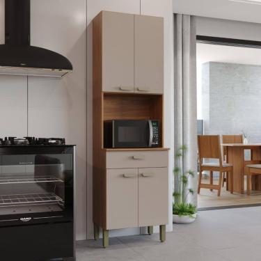 Imagem de Torre Quente Modulada Para Forno Fidelitá Mariana 60cm 4 Portas 1 Gaveta Freijó/Camurça